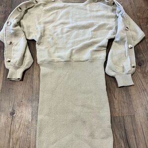 Cupshe Beige Long Sleeve Sweater Dress